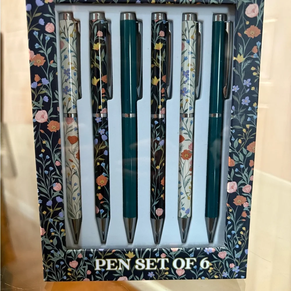 Punch Studio Beautiful Different Design Boxed Pen Set of 6